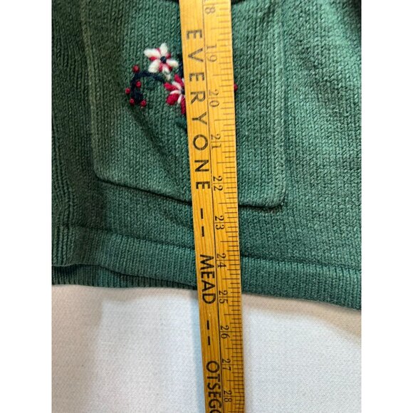 Northern Reflections Womens Zip Up Cardigan Sweater Sz L Green Embroidery Floral - Picture 8 of 11
